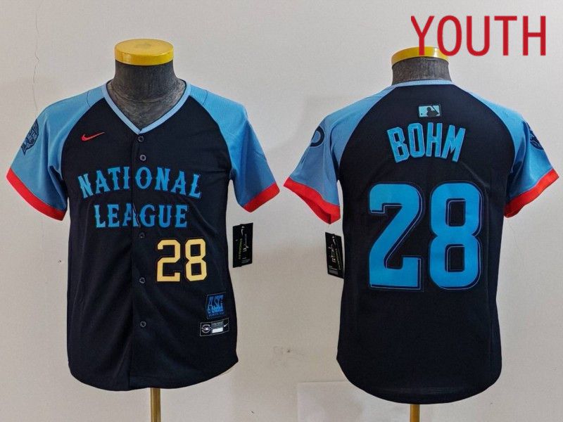 Youth Philadelphia Phillies #28 Bohm Blue All star 2024 Nike MLB Jersey style 4